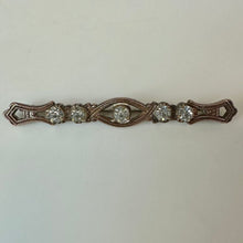 Load image into Gallery viewer, Antique Clear Rhinestone Filigree Bar Brooch Pin (2.5")
