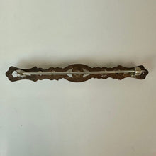 Load image into Gallery viewer, Antique Clear Rhinestone Filigree Bar Brooch Pin (2.5")
