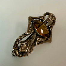 Load image into Gallery viewer, Antique EI Franklin &amp; Co Art Nouveau Simulated Topaz Brooch Pin (1.5")

