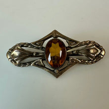 Load image into Gallery viewer, Antique EI Franklin &amp; Co Art Nouveau Simulated Topaz Brooch Pin (1.5")
