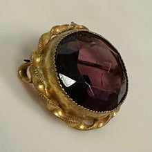 Load image into Gallery viewer, Vintage Victorian Style Amethyst Crystal Brooch Pin (1")
