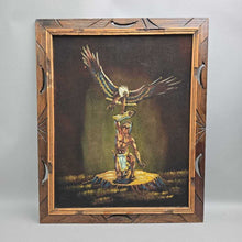 Load image into Gallery viewer, Ernesto Sanchez 'Falcolner' Native American &amp; Eagle Velvet Painting (~23x19) (As-Is)
