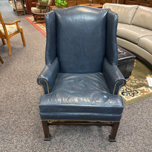 Load image into Gallery viewer, Hickory Leather Navy Blue Wingback Arm Chair (43x31x31)
