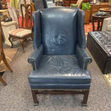 Load image into Gallery viewer, Hickory Leather Navy Blue Wingback Arm Chair (43x31x31)
