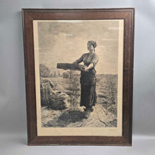 Load image into Gallery viewer, Antique Lucien Dautrey after Jules Breton Etching - <i>Cribleuse de Colza</i> (Woman Sifting Rapeseed), 1889 (~27.5x21.5)
