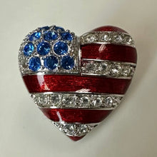 Load image into Gallery viewer, Vintage Christopher Radko Silver Plated Enamel Crystal Pin in Original Box (0.75")
