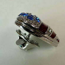 Load image into Gallery viewer, Vintage Christopher Radko Silver Plated Enamel Crystal Pin in Original Box (0.75")
