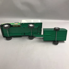 Load image into Gallery viewer, Vintage Nylint Farms Pickup Truck &amp; Trailer Stake Bed Pressed Steel Green (25")
