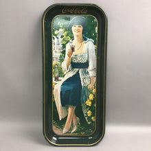 Load image into Gallery viewer, COCA COLA Vintage 1973 Metal Serving Tray w/ 1921 Flapper Girl Advertising 19x8

