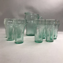 Load image into Gallery viewer, Coca-Cola Green Glass Pitcher and 12 Glasses Set Soda Collectible (9")
