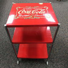 Load image into Gallery viewer, Vintage Coca-Cola 3 Tier Metal Rolling Cart Serving Stand (31x19x17)
