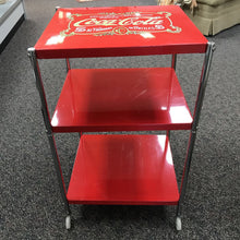 Load image into Gallery viewer, Vintage Coca-Cola 3 Tier Metal Rolling Cart Serving Stand (31x19x17)
