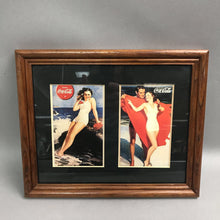 Load image into Gallery viewer, Framed Vintage-Style Coca Cola Advertisement Postcards (11.5x9.5)
