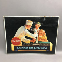 Load image into Gallery viewer, Vintage Coca Cola Tin Sign "Delicious and Refreshing" (16x12)
