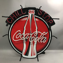Load image into Gallery viewer, Vintage Coca Cola Coke Neon Chill Stop Light Up Sign for Parts Repair (24x23)
