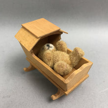 Load image into Gallery viewer, Vintage Wood Rocking Cradle Dollhouse Miniature Furniture with Bear (2x3x1.5)
