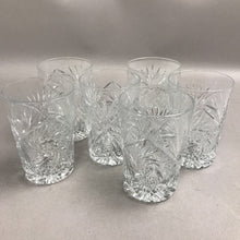 Load image into Gallery viewer, Set of 6 Cut Glass DOF/Rocks Glasses; Pinwheel, Fan, Hobstar Pattern (~4x2.5)
