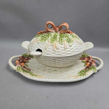 Load image into Gallery viewer, INT Ceramic Harvest Basket Soup Tureen Set w/ Ladle &amp; Undertray (16x9x8)
