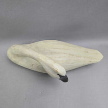 Load image into Gallery viewer, Carved Wood Whitewash Swan Decoy, Unsigned (5.25x12x6)
