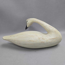 Load image into Gallery viewer, Carved Wood Whitewash Swan Decoy, Unsigned (5.25x12x6)
