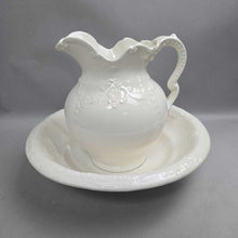 Load image into Gallery viewer, Vintage White Ceramic Wash Pitcher &amp; Basin Set (~12x15.25x15.25)
