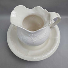 Load image into Gallery viewer, Vintage White Ceramic Wash Pitcher &amp; Basin Set (~12x15.25x15.25)

