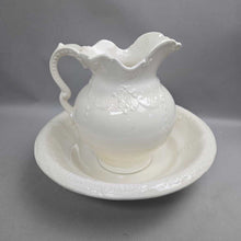 Load image into Gallery viewer, Vintage White Ceramic Wash Pitcher &amp; Basin Set (~12x15.25x15.25)
