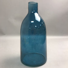 Load image into Gallery viewer, Blue-Coated Glass Bottle Vase (11.5")
