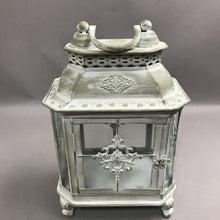 Load image into Gallery viewer, Whitewash Ornate Metal Candle Lantern (14x9x5.5)
