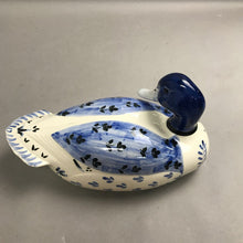 Load image into Gallery viewer, Hand-Painted Atlantic Mold Blue &amp; White Ceramic Duck Decor (5.5x11x5)
