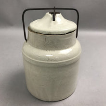 Load image into Gallery viewer, Antique Weir Stoneware Crock Quart Fruit Jar with Wire Closure &amp; Lid (6")
