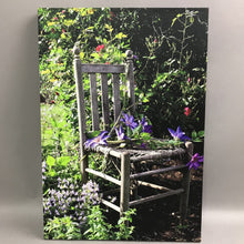 Load image into Gallery viewer, Rustic Wood Chair In Garden by Paula Guttilla Canvas Art (20x14)
