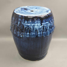 Load image into Gallery viewer, Blue Ceramic Outdoor Garden Stool / Table (~16x12x12)
