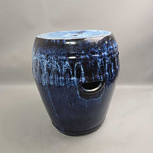 Load image into Gallery viewer, Blue Ceramic Outdoor Garden Stool / Table (~16x12x12)
