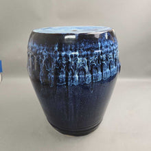 Load image into Gallery viewer, Blue Ceramic Outdoor Garden Stool / Table (~16x12x12)
