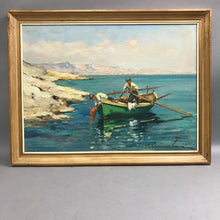 Load image into Gallery viewer, Vintage Framed Oil Paint of Fisherman On Board (17x22)
