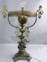 Load image into Gallery viewer, Antique Ornate Brass Cherub Figural Lamp (31")
