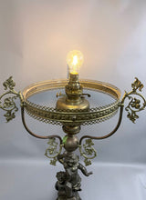 Load image into Gallery viewer, Antique Ornate Brass Cherub Figural Lamp (31")

