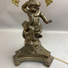 Load image into Gallery viewer, Antique Ornate Brass Cherub Figural Lamp (31")
