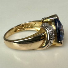 Load image into Gallery viewer, Ross Simons Gold Vermeil Sterling Blue Trillion Cut CZ Diamond Accent Ring sz 5
