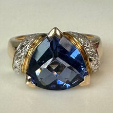 Load image into Gallery viewer, Ross Simons Gold Vermeil Sterling Blue Trillion Cut CZ Diamond Accent Ring sz 5
