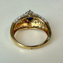 Load image into Gallery viewer, Vintage Gold Vermeil Sterling Blue Topaz CZ Ring sz 9
