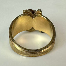 Load image into Gallery viewer, Vintage Gold Plated Tigers Eye Orb CZ Leaves Ring sz 6
