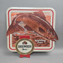 Load image into Gallery viewer, Drewrys Beer Sparkling Pure Fish Cardboard/Foil Embossograph Display Advertising Sign (12.25x13)
