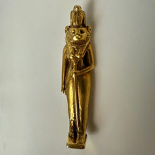 Load image into Gallery viewer, Vintage MFA Museum of Fine Arts Sekhmet Egyptian Goddess Goldtone Brooch Pin (2")
