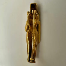 Load image into Gallery viewer, Vintage MFA Museum of Fine Arts Sekhmet Egyptian Goddess Goldtone Brooch Pin (2")
