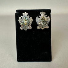 Load image into Gallery viewer, Vintage Mexican Sterling Abalone Inlay Screw Back Earrings As-Is (1.25")
