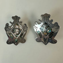 Load image into Gallery viewer, Vintage Mexican Sterling Abalone Inlay Screw Back Earrings As-Is (1.25")
