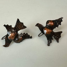 Load image into Gallery viewer, Vintage Francisco Robales Hammered Copper Birds Screwback Earrings (1.25")
