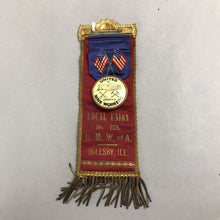 Load image into Gallery viewer, Antique UMWA Local 929 Oglesby Coal Miners Memorial Pin/Ribbon (~8x2.75)
